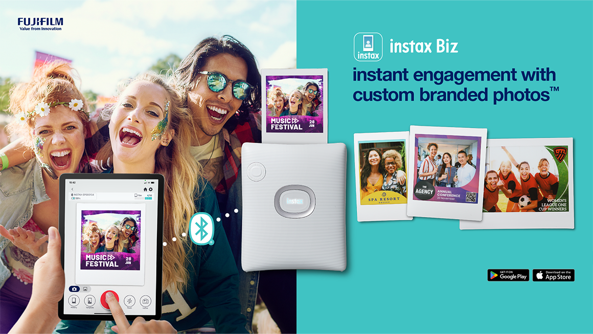 instax Biz™ image. instant engagement with custom branded photos™