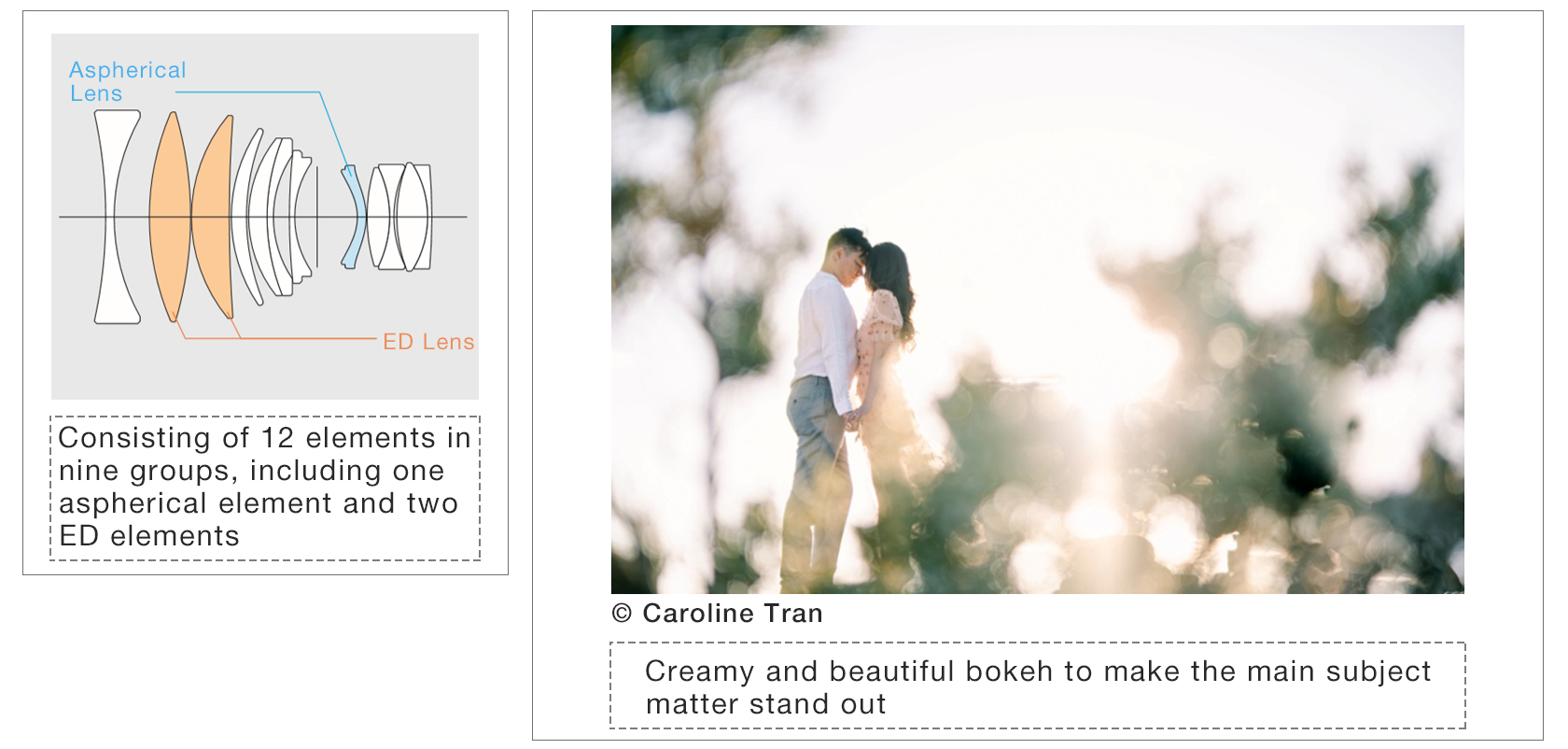 (1) Maximum aperture of F1.0 for creamy and beautiful bokeh