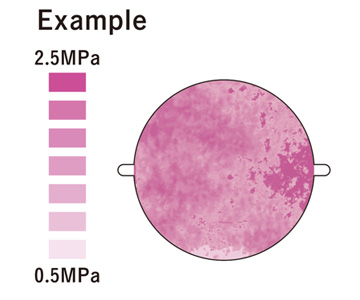 Visually confirm pressure using color charts and calibration curves.