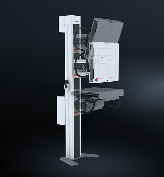 [photo] Wall Bucky Stand Automatic Tilting feature of the FDR Smart X X-ray system