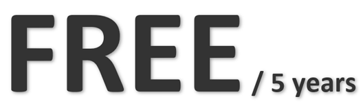 The usage fee for a contract period of 5 years is free.