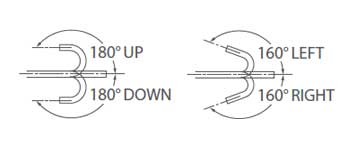 [image] Scope moves 180 degrees up/down, 160 degrees left/right flexible angles