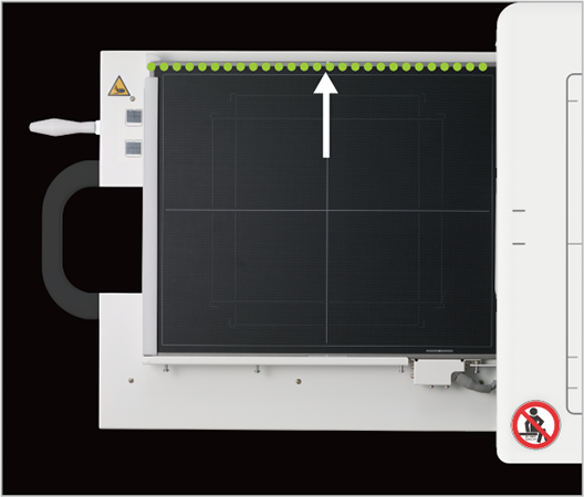 [photo] FDR Smart X DR Panel with an up arrow in white touching the green dotted line at top side of the panel