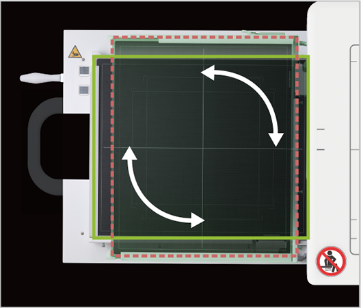 [photo] FDR Smart X DR Panel with 2 sided curved arrows at the diagonal ends of the panel with a red square border