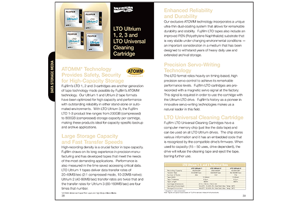 LTO Ultrium  1, 2, 3 and  LTO Universal Cleaning Cartridge Catalog