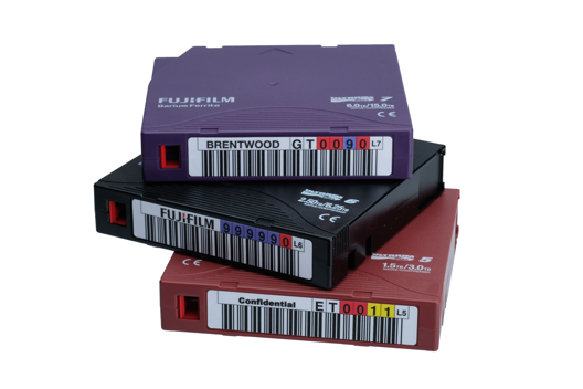 Stack of FujiFilm Cartridges with barcode labels