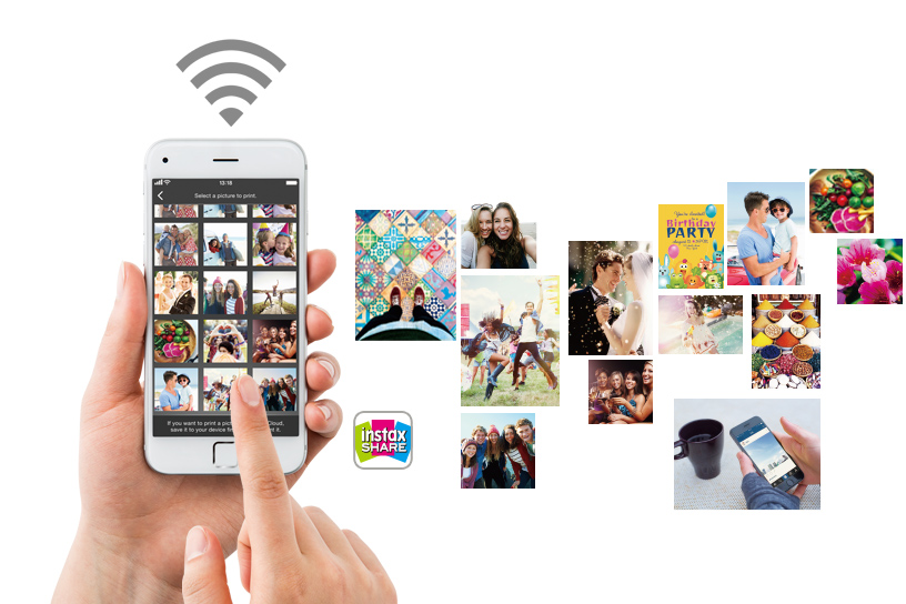 Téléphone avec collage d’images à côté