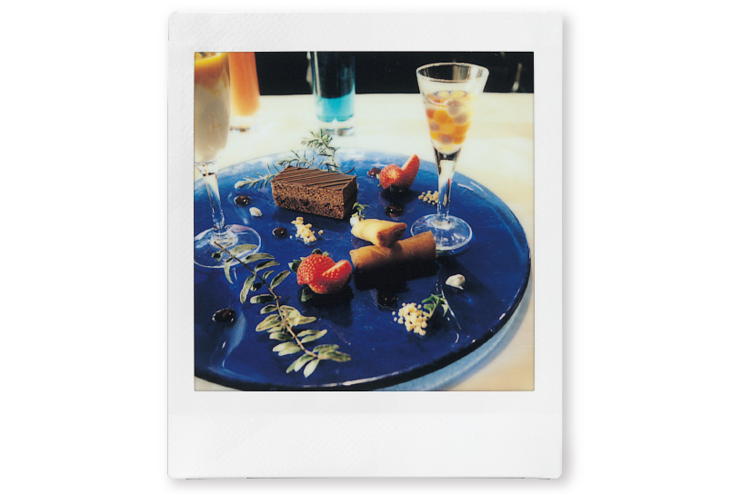 Image of a photo of a plate of dessert