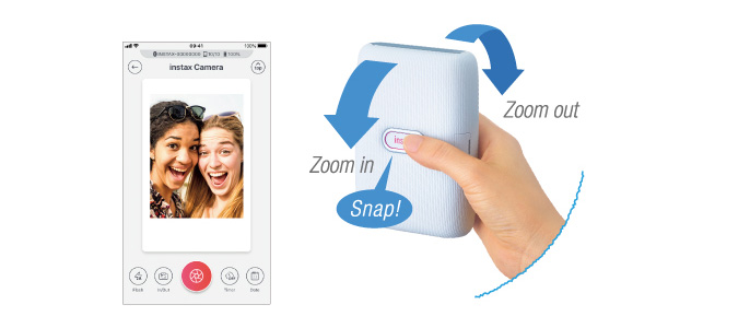 image of picture and mini link printer in hand