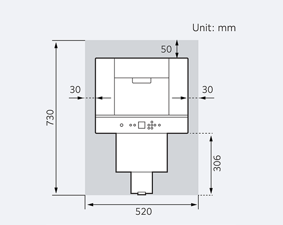 Taille d'installation du DX400W
