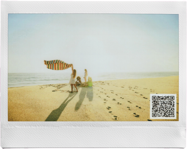 Instax™ photos with a QR code printed on them