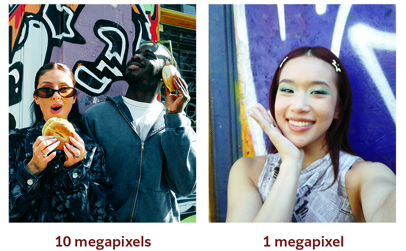 10-megapixel image (left), 1-megapixel image (right)
