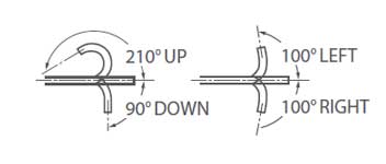 [image] Scope moves 210 degrees up/90 degrees down, 100 degrees left/right flexible angles