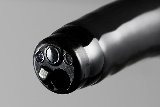 [photo] Distal end/tip of gastroscope, with functional parts