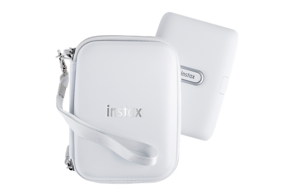 white mini link printer and case