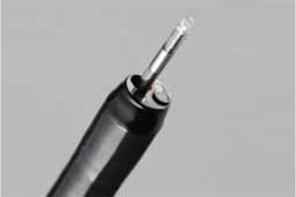 [photo] Distal end of PB2020-M endoscopic ultrasonography system with functional parts