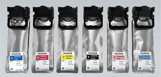Ink Supply Unit has the each capacity of 250 ml and each of six dye-based inks. (cyan, magenta, yellow, black, sky blue and pink).