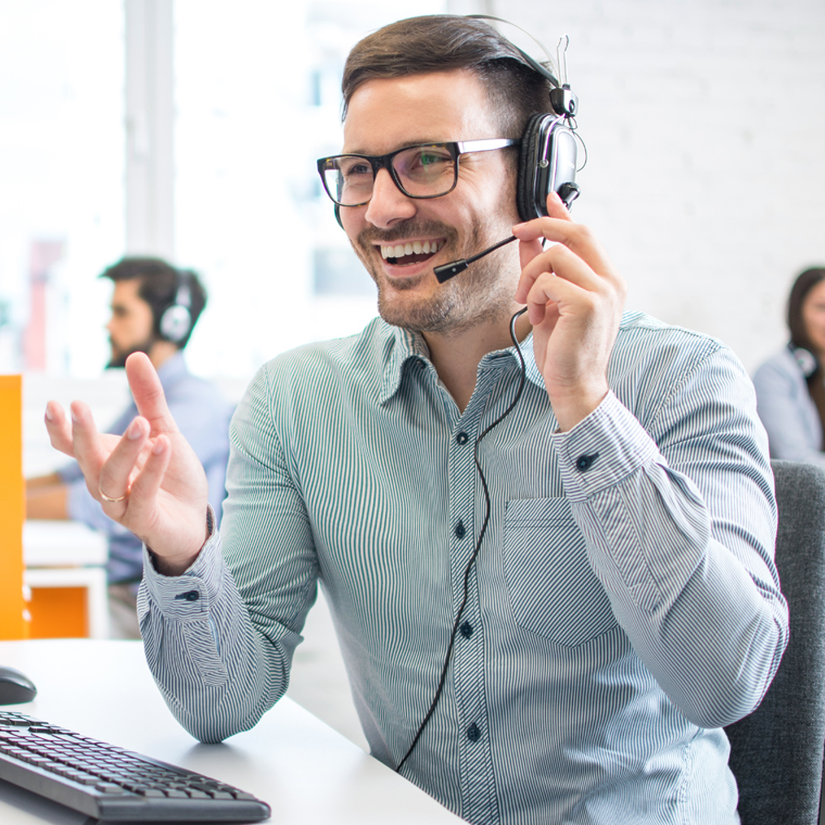 Technical support worker on a call