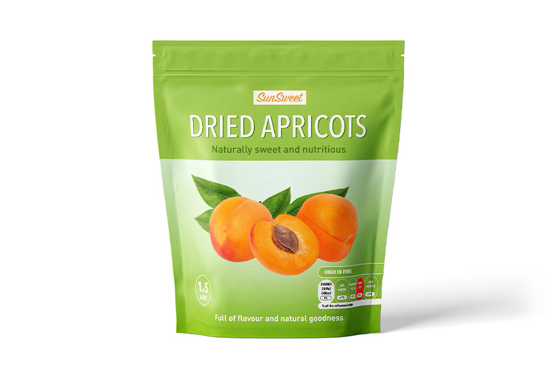 A photo of a package of dried fruit