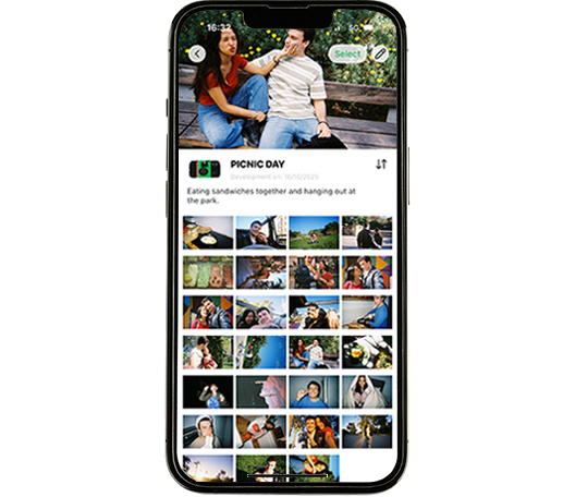 The “My film” screen in the “QuickSnap+” app