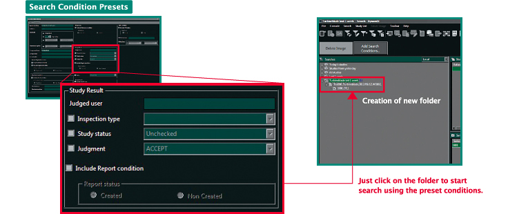 Just click on the folder to start search using the preset conditions.