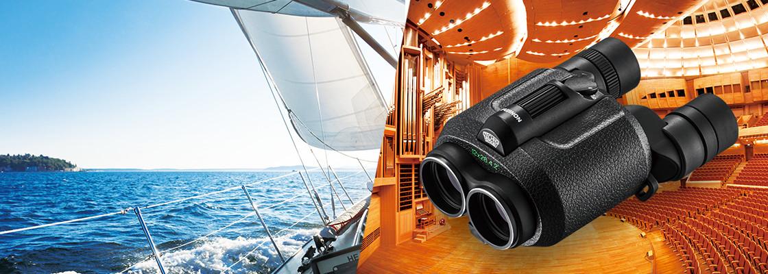 [photo] Boat ride on the ocean and TECHNO-STABI Series binocular with an indoor theatre background