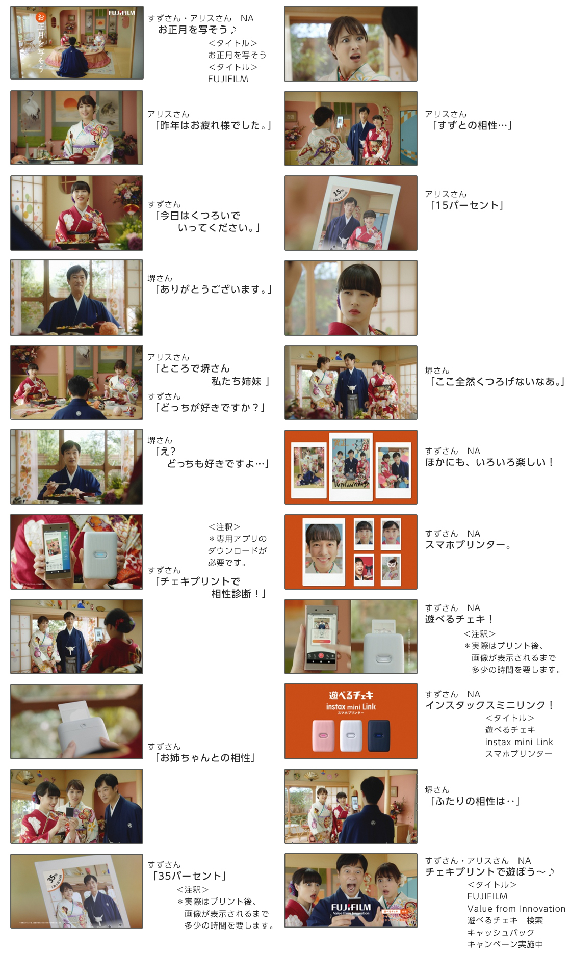 「お正月を写そう♪2021 くつろぎ新年会・遊べるチェキ」篇(30秒) ストーリーボード
