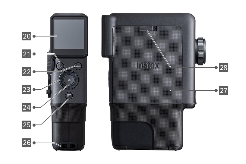 instax mini Evo Cinema™筐体の後ろと側面の画像