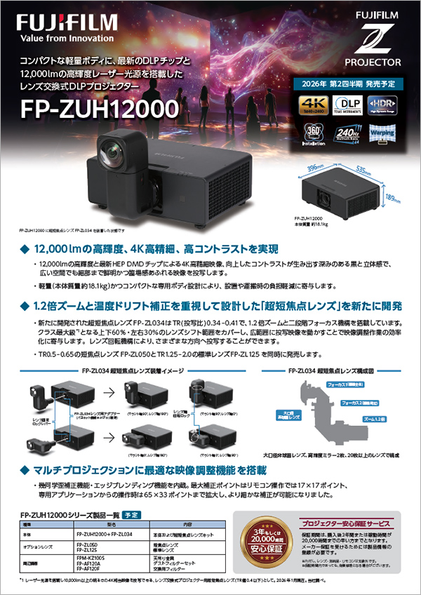 ZUH12000のリーフレット。商品特性や仕様を掲載。