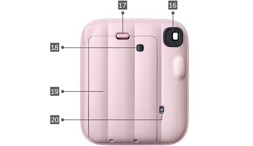 instax mini 13™ CANDY PINK 筐体の背面画像
