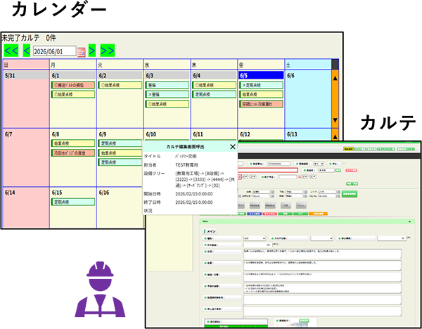 KARTEMIXのカレンダーからカルテを参照している図