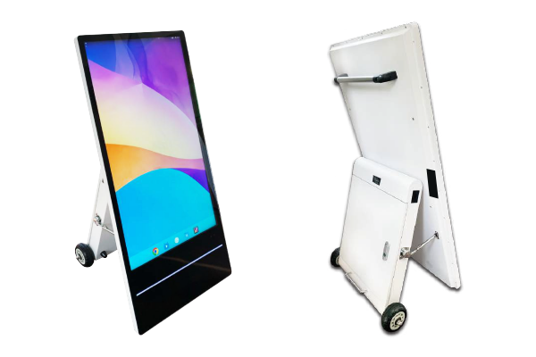 バッテリー内蔵の移動式コードレスサイネージ「DokoDemoサイネージ」