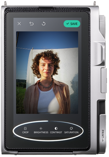 A demonstration of editing photos on the camera itself