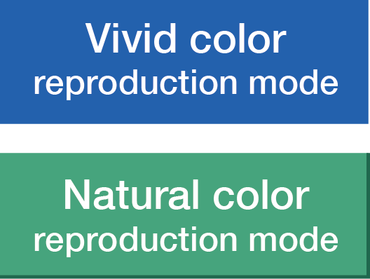 Vivid color reproduction mode / Natural color reproduction mode
