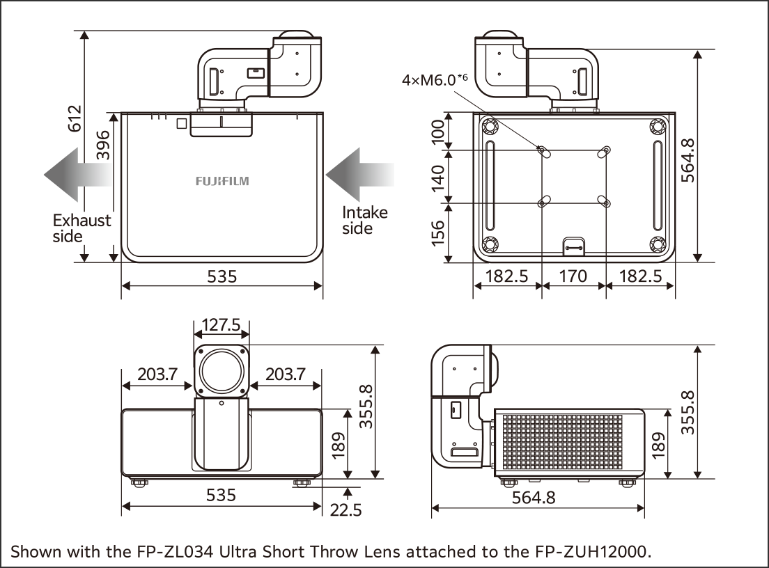 Detailed size description of each part of Z-Projector