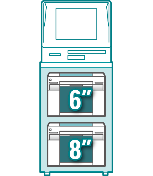 [image] Dual unit Kiosk system configuration with 6 inch printer stacked on top of 8 inch