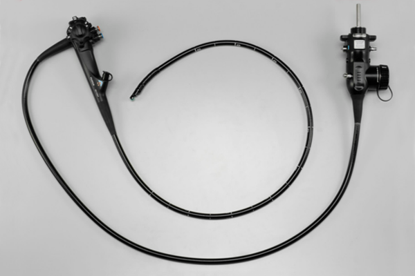 [photo] EG-740UT endoscope insertion tube, attached to control portion, bent and wrapped into circle