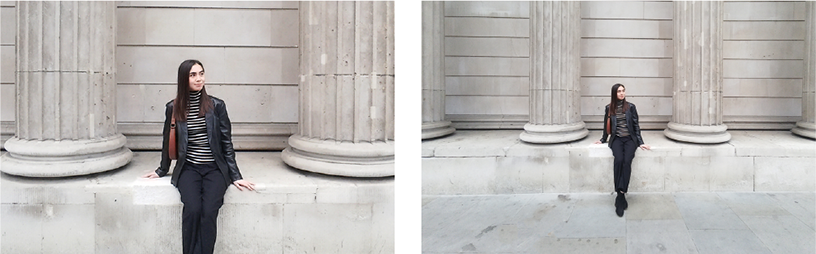 [photo] Example image when the wide-angle mode is off. Example image when the wide-angle mode is on.