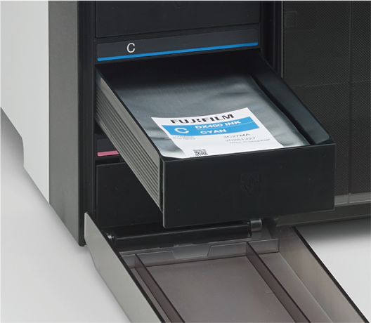 To replace the ink pack, pull out the unit tray.