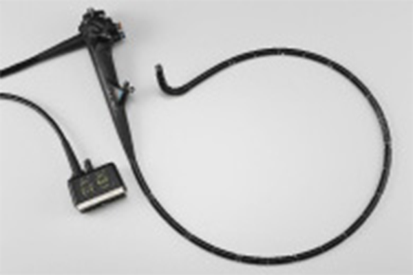 [photo] EG-580UT endoscope insertion tube, attached to control portion, bent and wrapped into circle