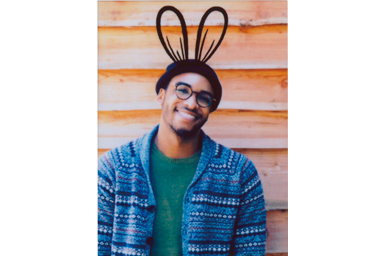 [photo] Bunny Ears frame added to a photo of a young man smiling at the camera