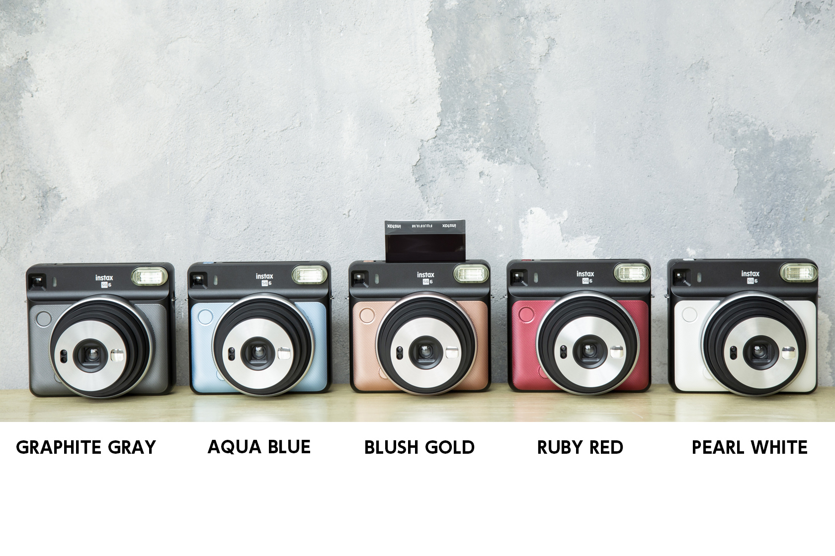 [photo] Instax SQUARE SQ6 in Graphite Black, Aqua Blue, Blush Gold, Ruby Red and Pearl White
