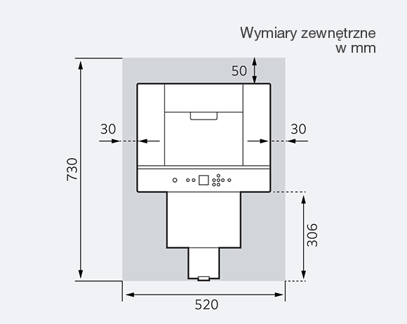 DX400W Rozmiar instalacji