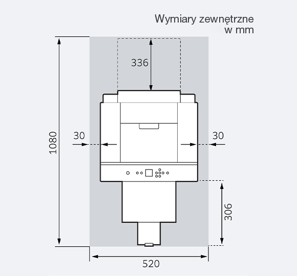 DX400W with Sheet feeder Installation size