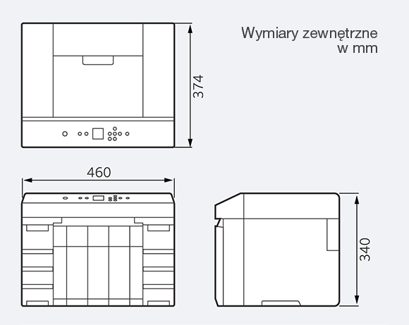 DX400W Wymiary zewnętrzne