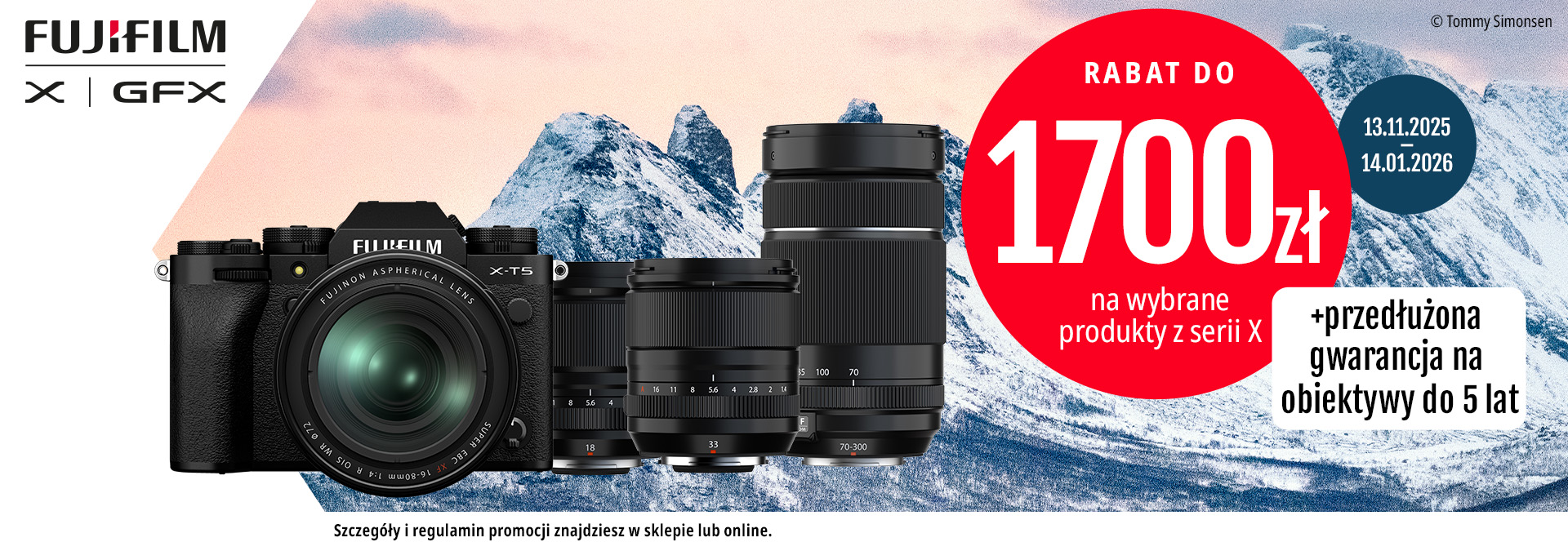 Baner promocyjny: Rabat na wybrane obiektywy i aparaty serii X do 1700zł