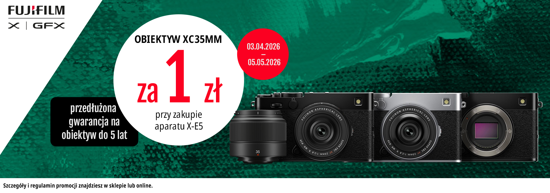 Obiektyw XC35mm za 1 zł przy zakupie aparatu X-E5