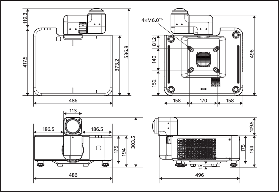 Detailed size description of each part of Z-Projector