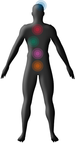[image] Silhouette of man with colored points on head and along torso
