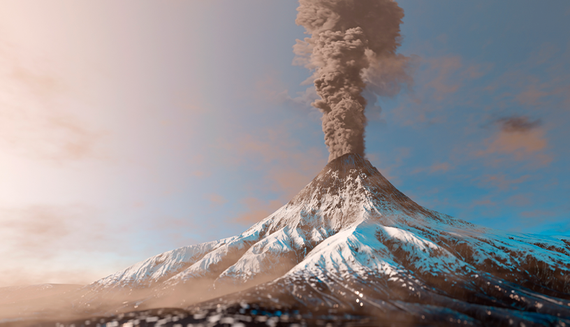 Picture of a smoking vulcano